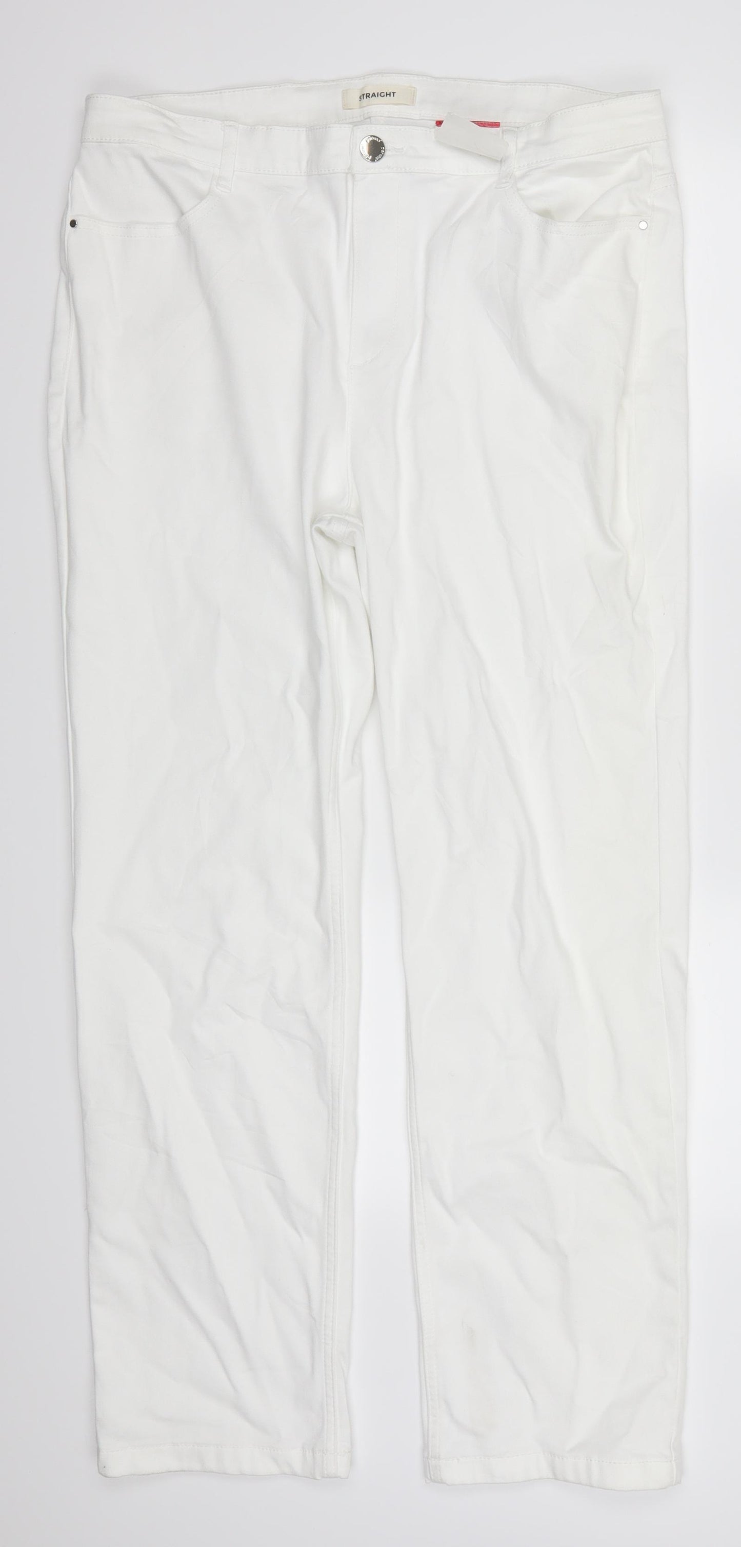 Per Una Womens White  Denim Straight Jeans Size 18 L29.5 in