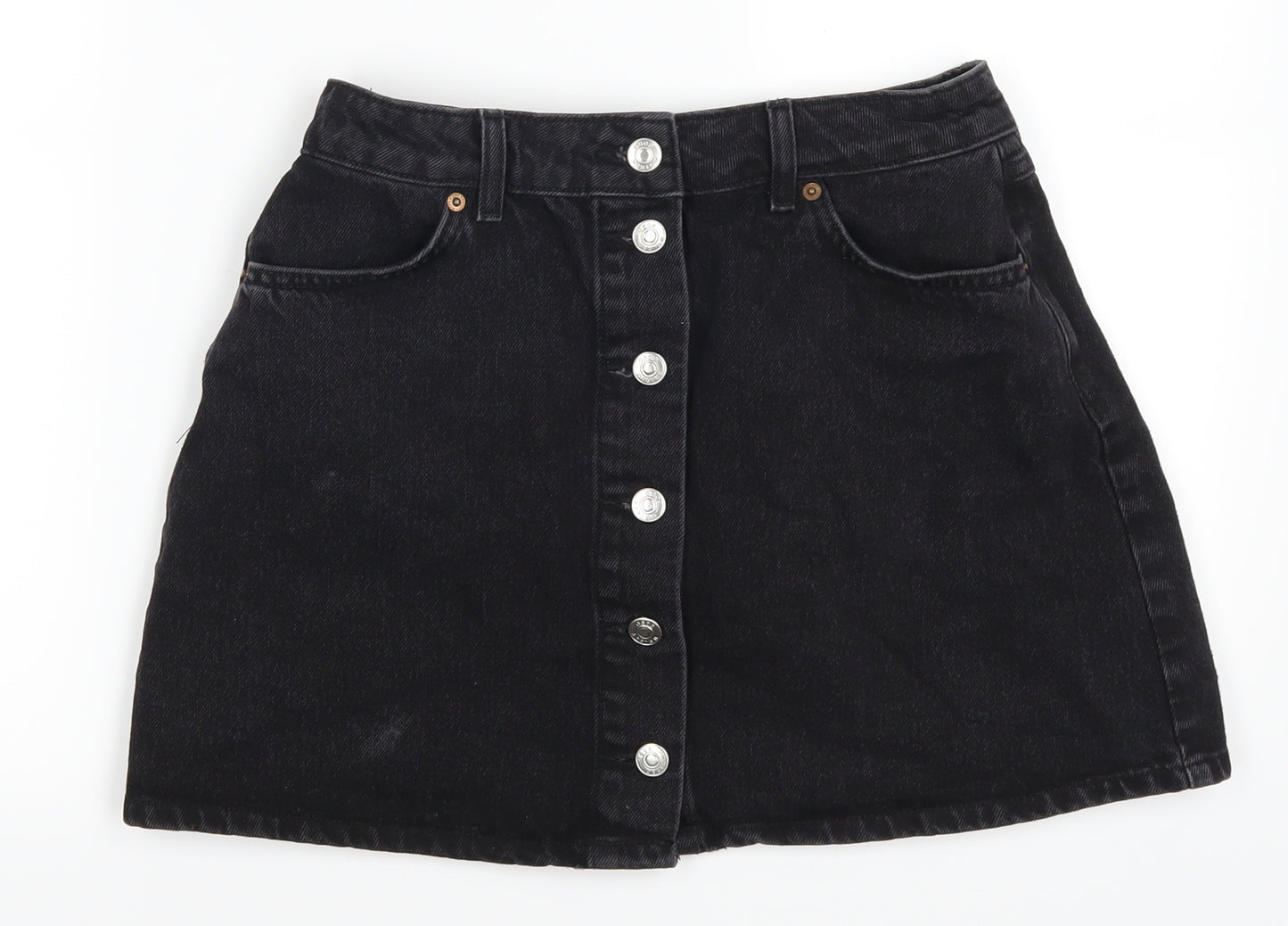 ASOS Womens Black  Denim A-Line Skirt Size 10