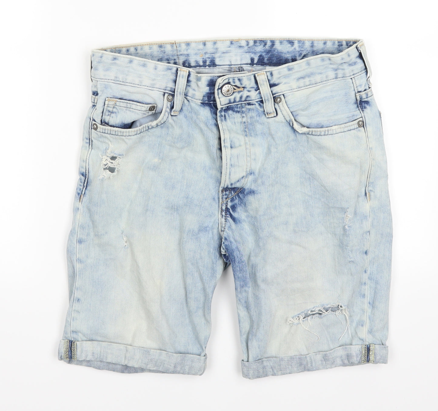 H&M Mens Blue  Denim Cargo Shorts Size 28