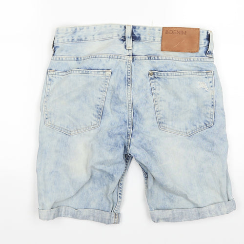 H&M Mens Blue  Denim Cargo Shorts Size 28