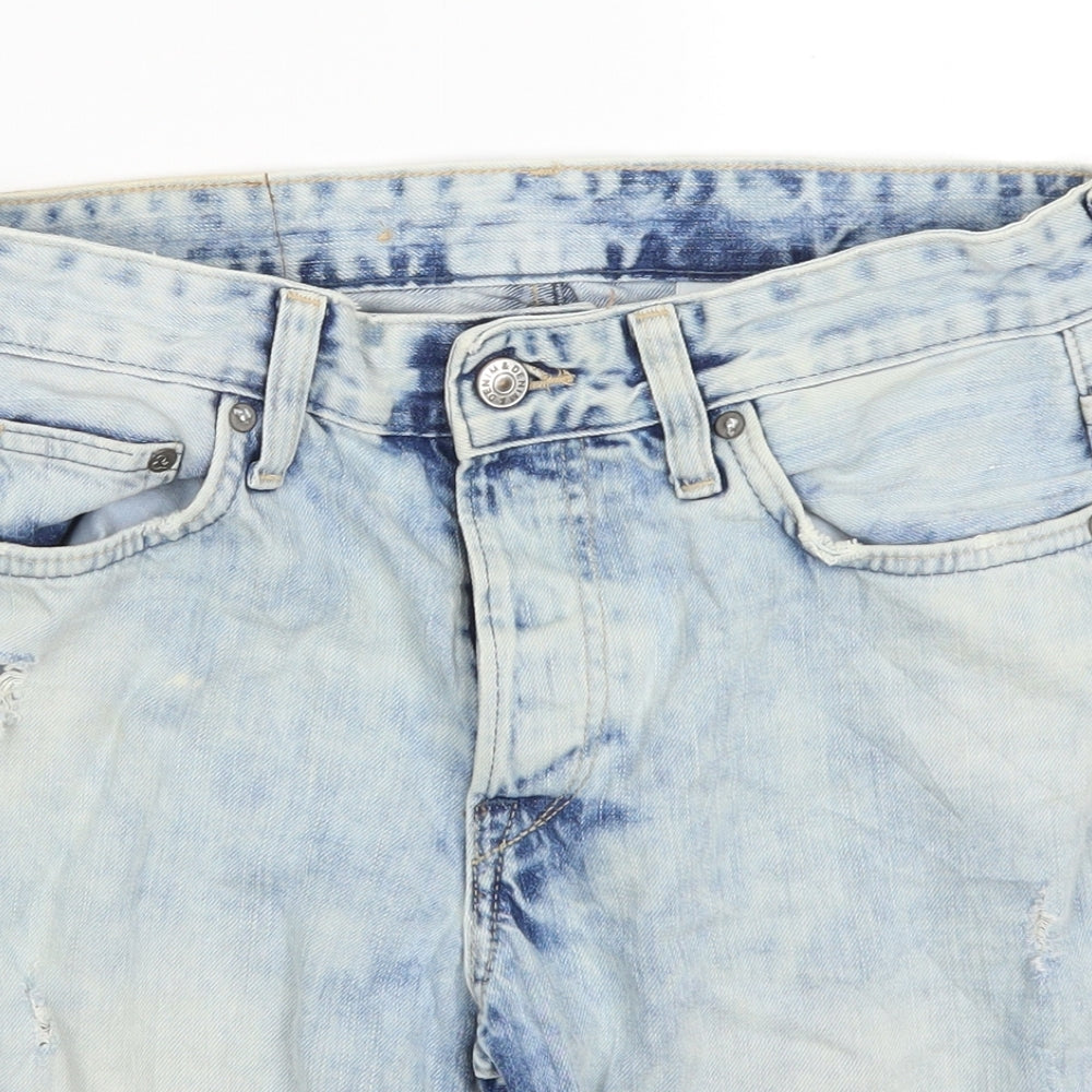 H&M Mens Blue  Denim Cargo Shorts Size 28