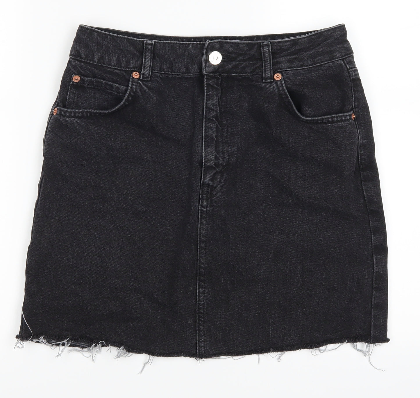 Topshop Womens Black  Denim A-Line Skirt Size 10