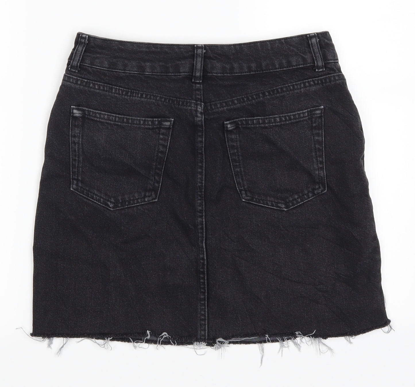 Topshop Womens Black  Denim A-Line Skirt Size 10