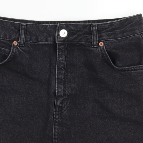 Topshop Womens Black  Denim A-Line Skirt Size 10
