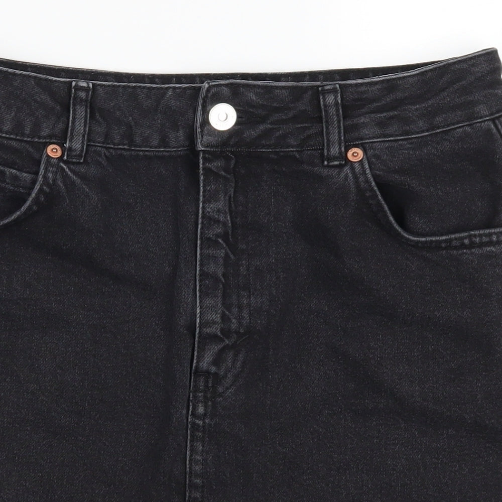 Topshop Womens Black  Denim A-Line Skirt Size 10