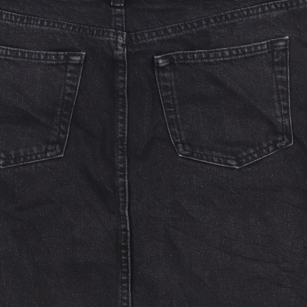 Topshop Womens Black  Denim A-Line Skirt Size 10