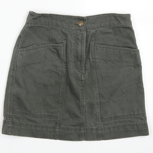 H&M Womens Green  Denim A-Line Skirt Size 26 in