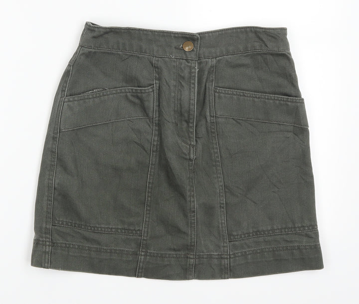 H&M Womens Green Denim A-Line Skirt Size 26 in