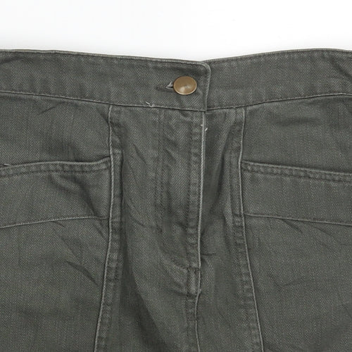 H&M Womens Green  Denim A-Line Skirt Size 26 in