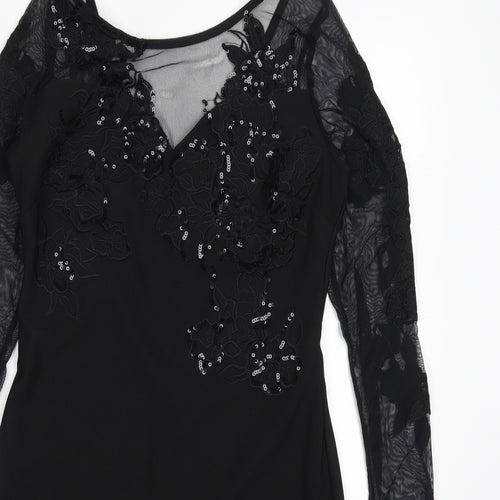 Lipsy Womens Black  Lace Pencil Dress  Size 12