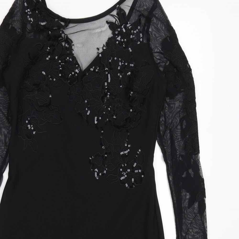 Lipsy Womens Black  Lace Pencil Dress  Size 12