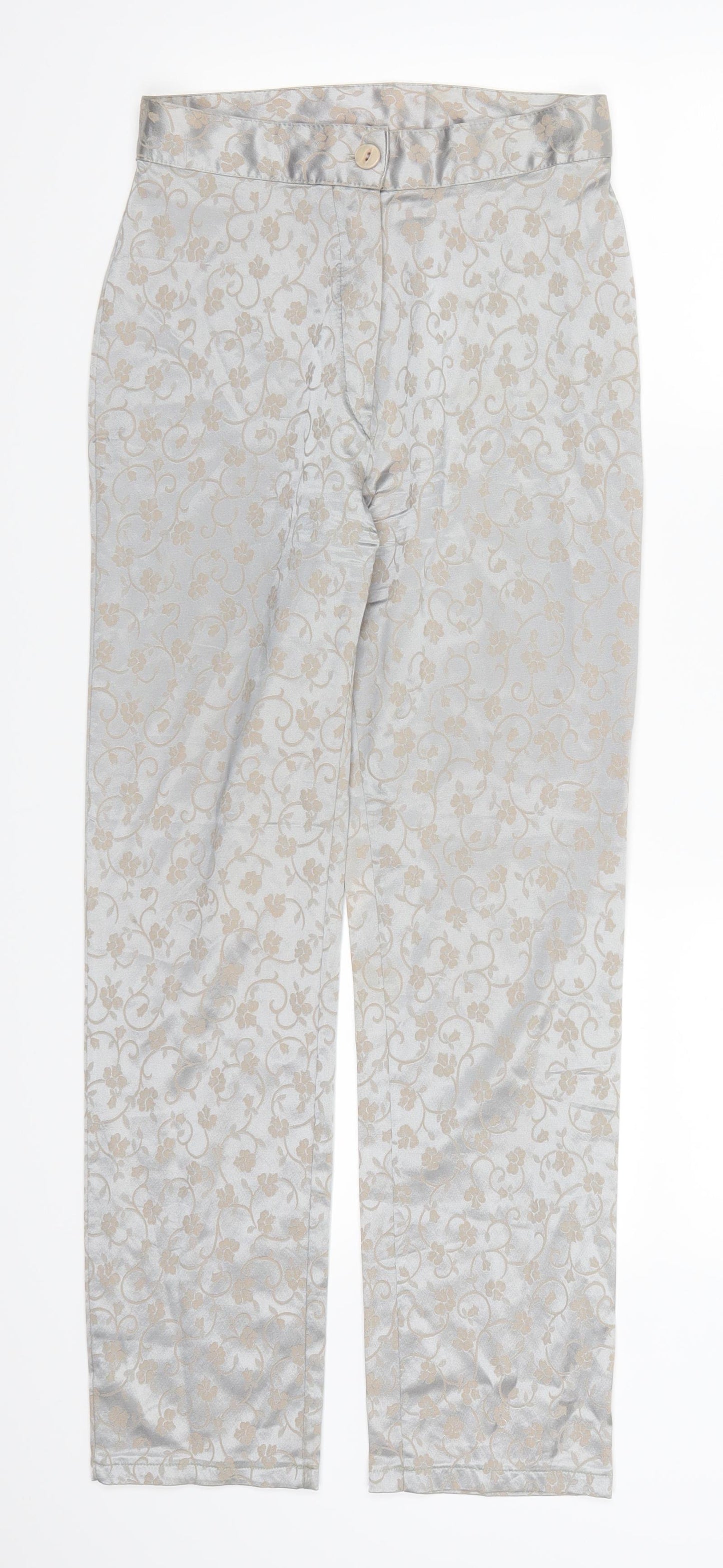 Preworn Womens Silver Floral  Trousers  Size 26 in L26 in