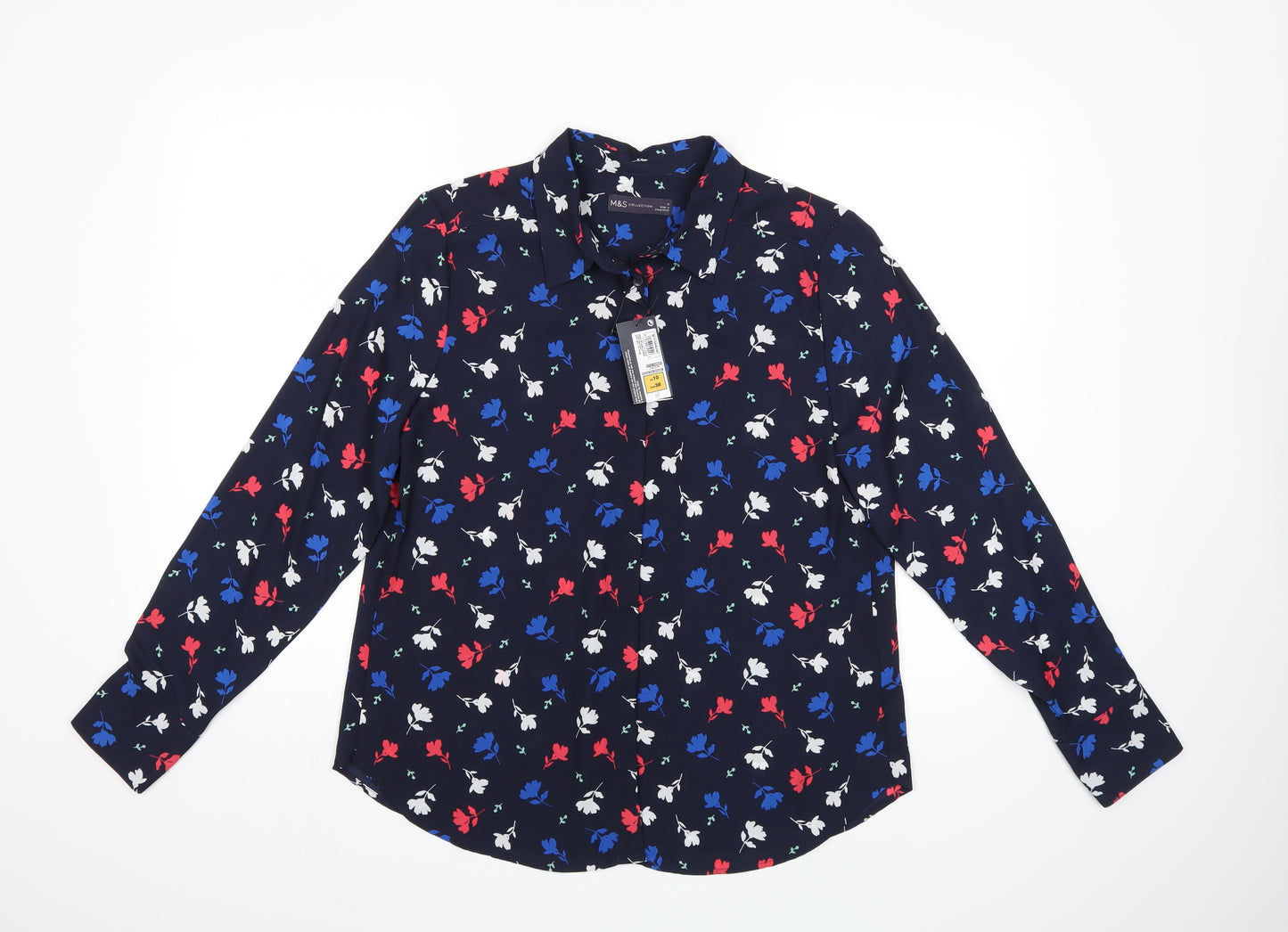 Marks and Spencer Womens Blue Floral  Basic Blouse Size 10