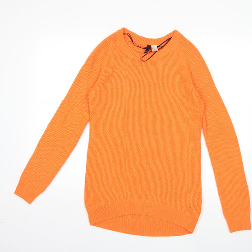 H&M Womens Orange  Knit Pullover Jumper Size XS