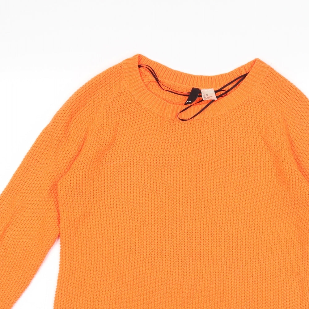 H&M Womens Orange  Knit Pullover Jumper Size XS