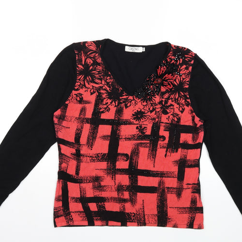 Cristina Womens Orange Geometric  Pullover Jumper Size XL