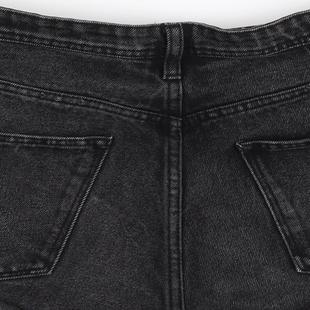 H&M Womens Black  Denim Hot Pants Shorts Size 16