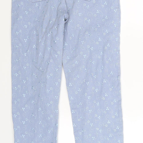 Preworn Womens Blue Floral Denim Skinny Jeans Size 25 in L28 in
