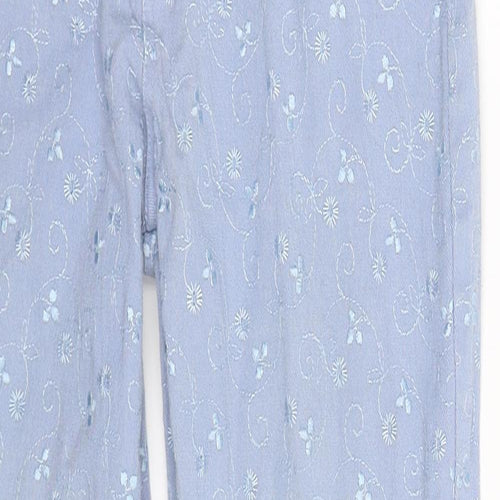 Preworn Womens Blue Floral Denim Skinny Jeans Size 25 in L28 in