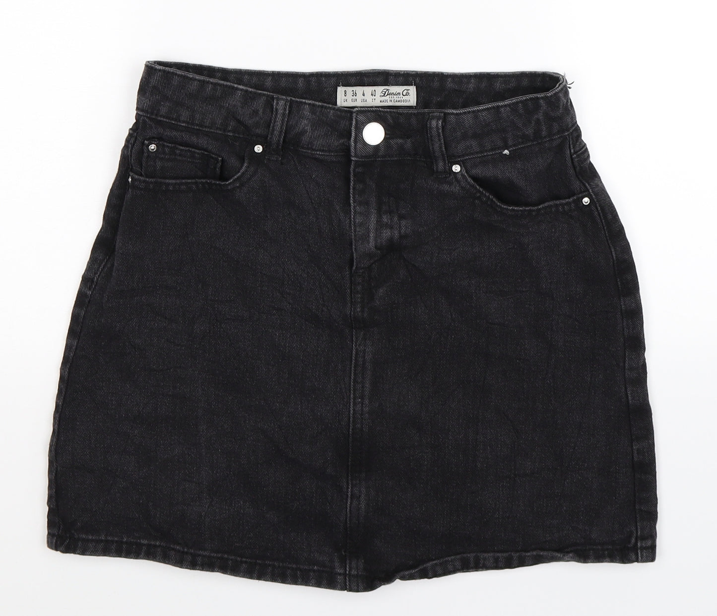 Denim Co Womens Black  Denim A-Line Skirt Size 8