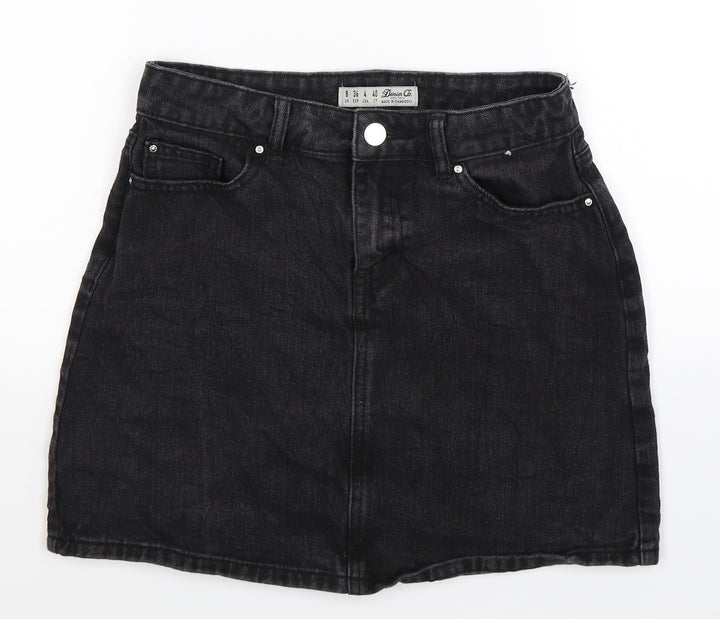 Denim Co Womens Black  Denim A-Line Skirt Size 8