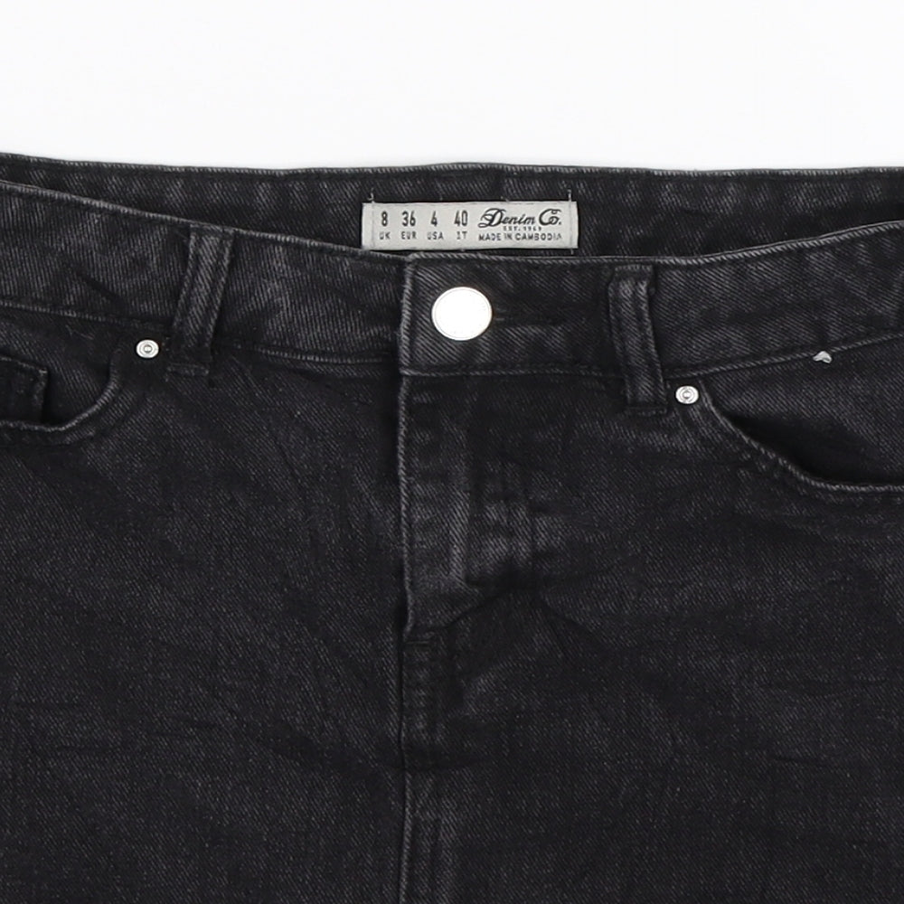 Denim Co Womens Black  Denim A-Line Skirt Size 8