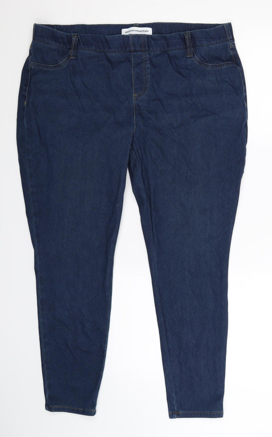 Front view of Amazon women’s blue denim jegging jeans, size XL, 28-inch leg