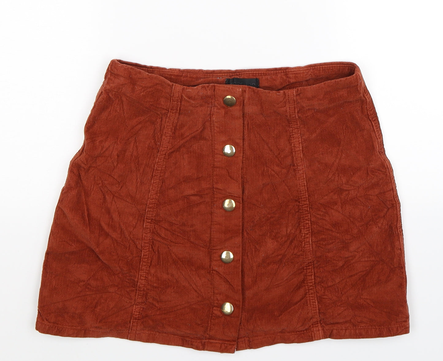 Topshop Womens Brown  Corduroy A-Line Skirt Size 10