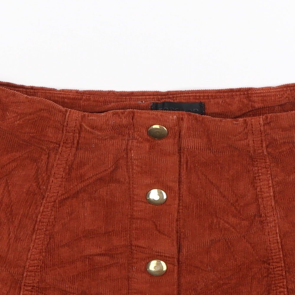 Topshop Womens Brown  Corduroy A-Line Skirt Size 10
