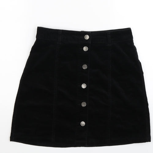 New Look Womens Black  Corduroy A-Line Skirt Size 8