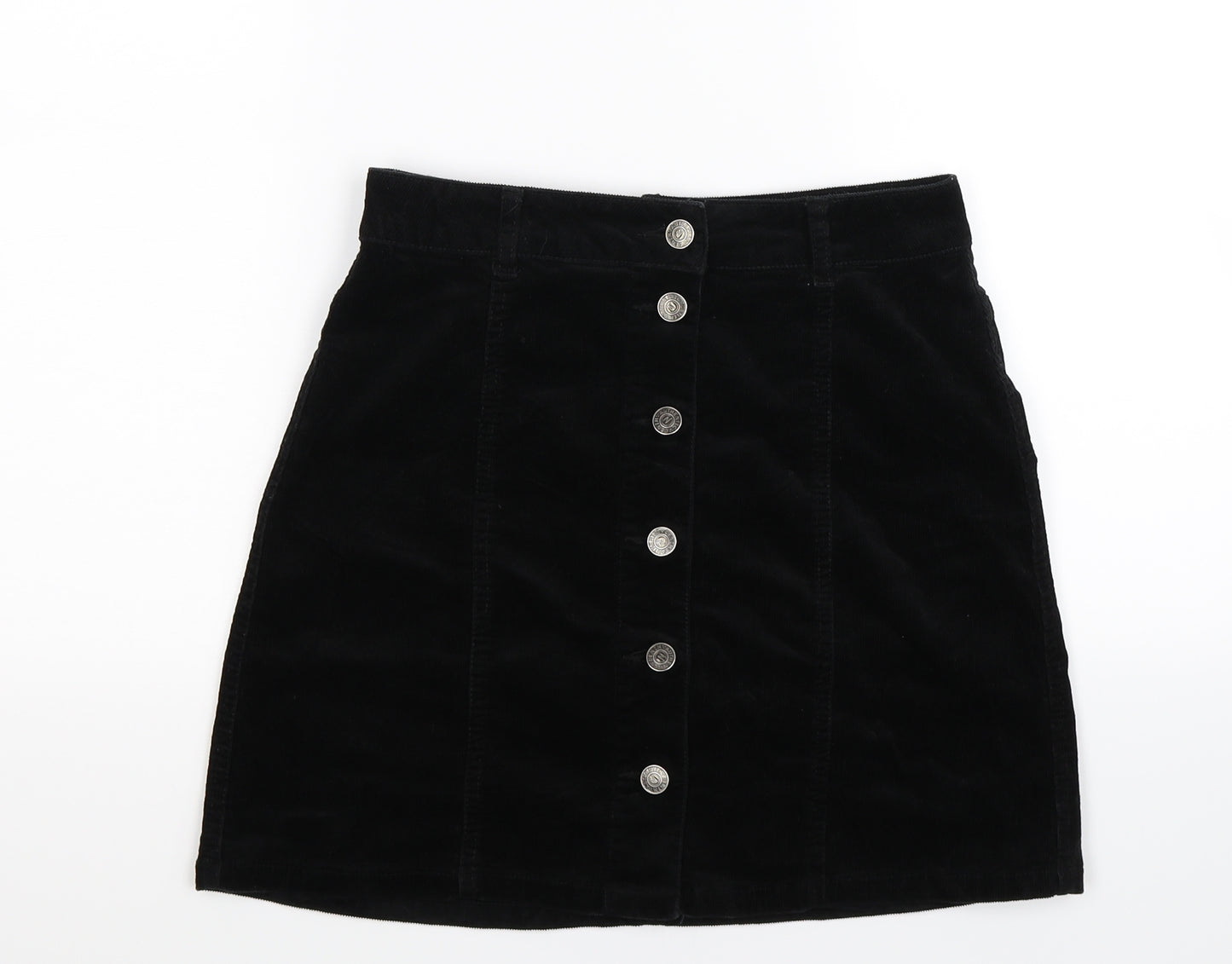 New Look Womens Black  Corduroy A-Line Skirt Size 8