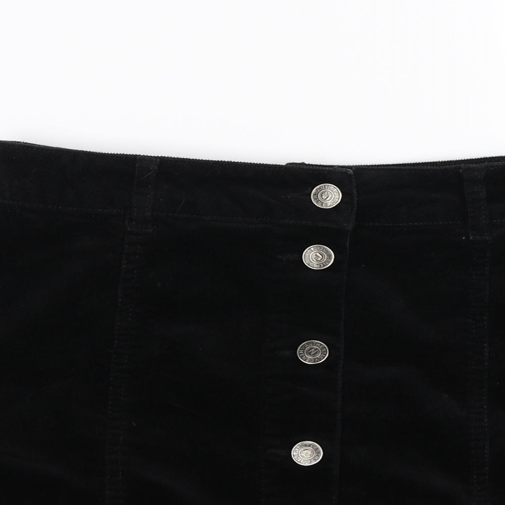 New Look Womens Black  Corduroy A-Line Skirt Size 8