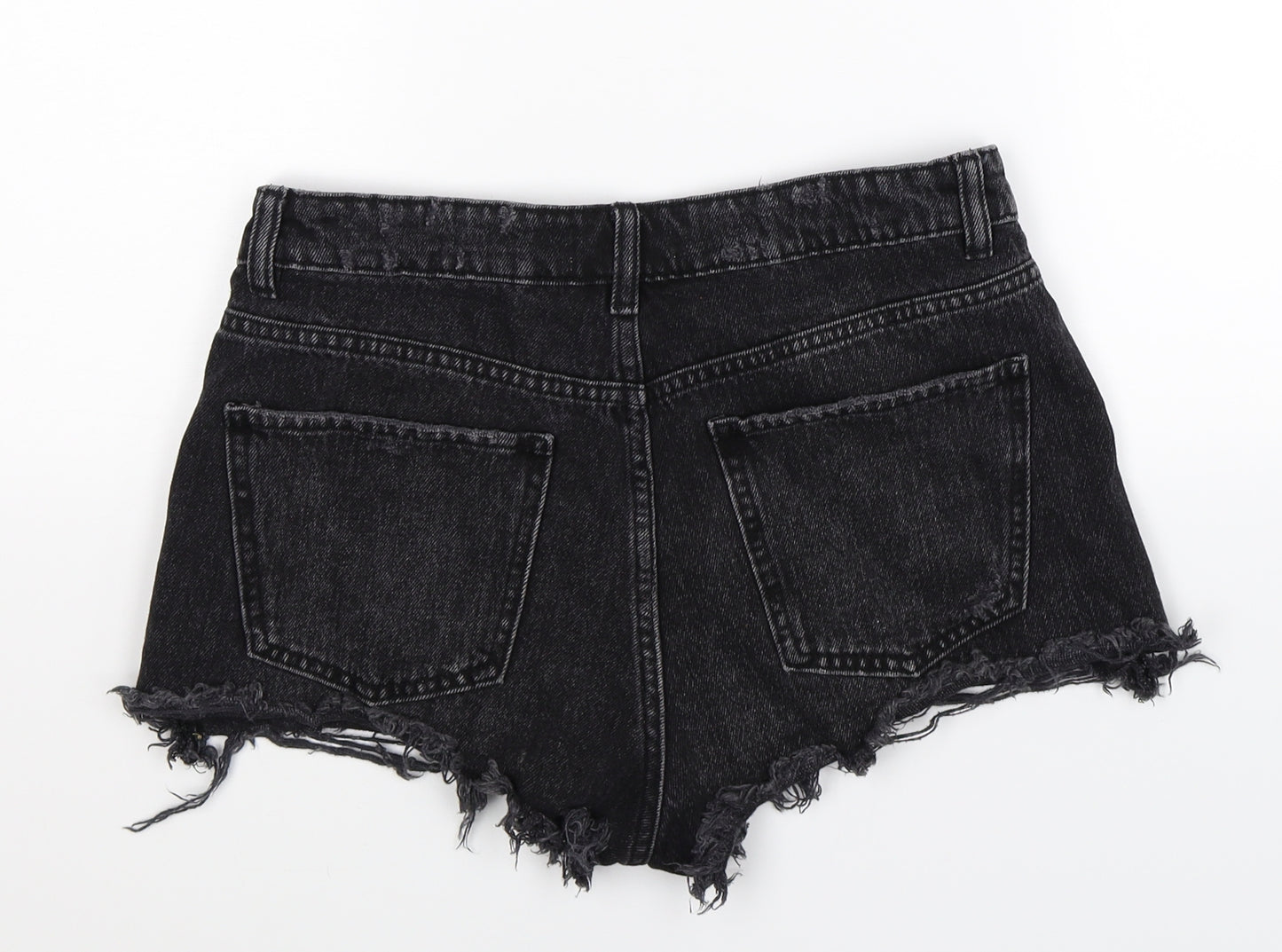 Zara Womens Black  Denim Hot Pants Shorts Size 8