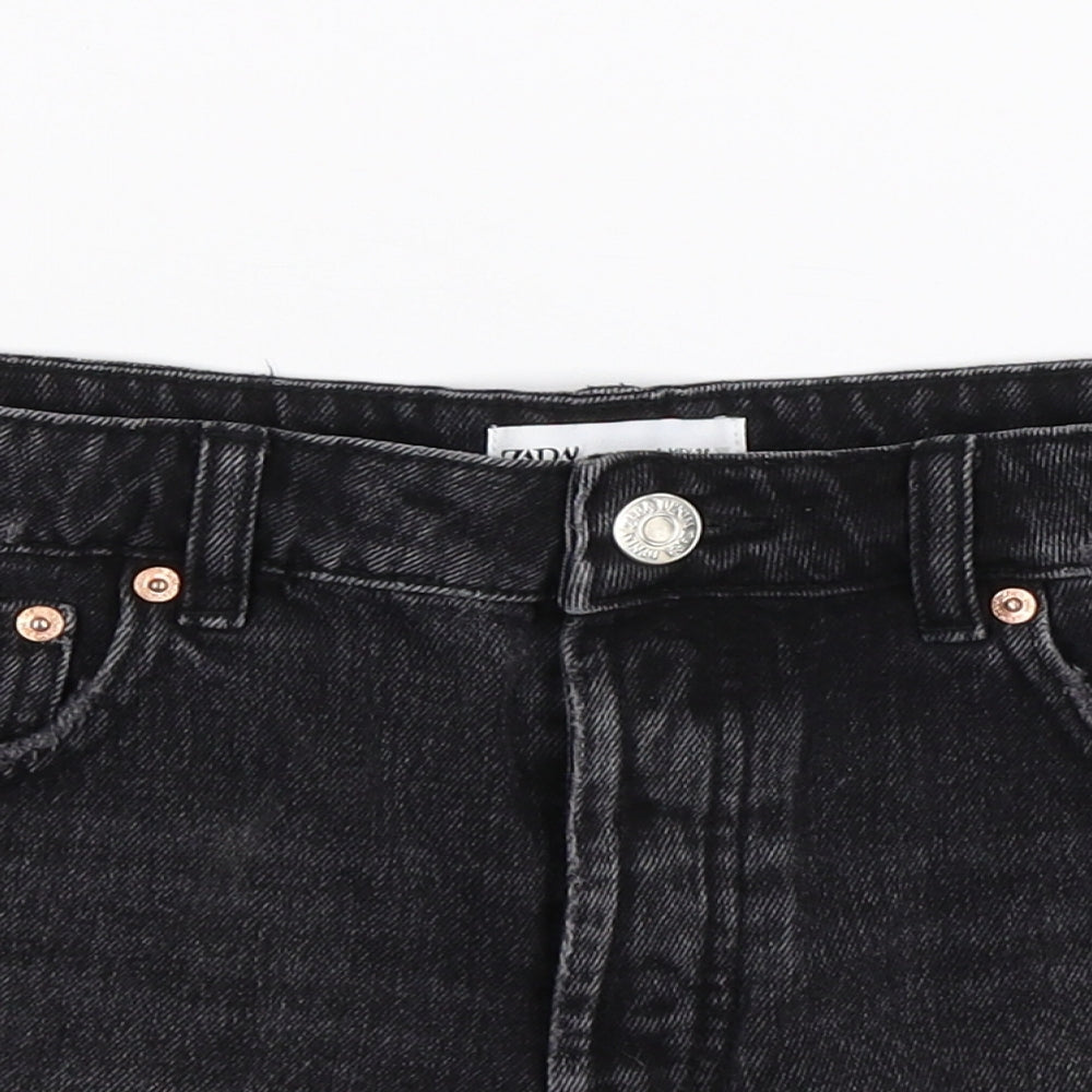 Zara Womens Black  Denim Hot Pants Shorts Size 8