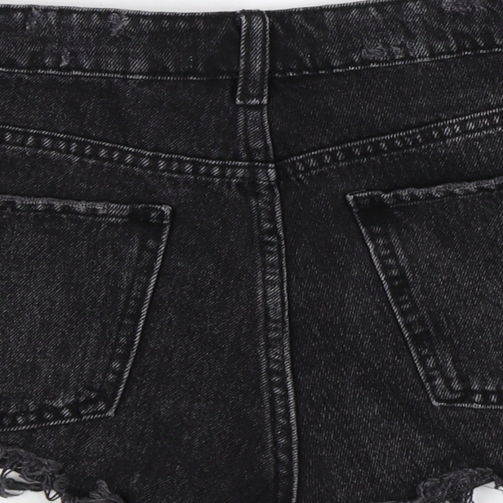 Zara Womens Black  Denim Hot Pants Shorts Size 8