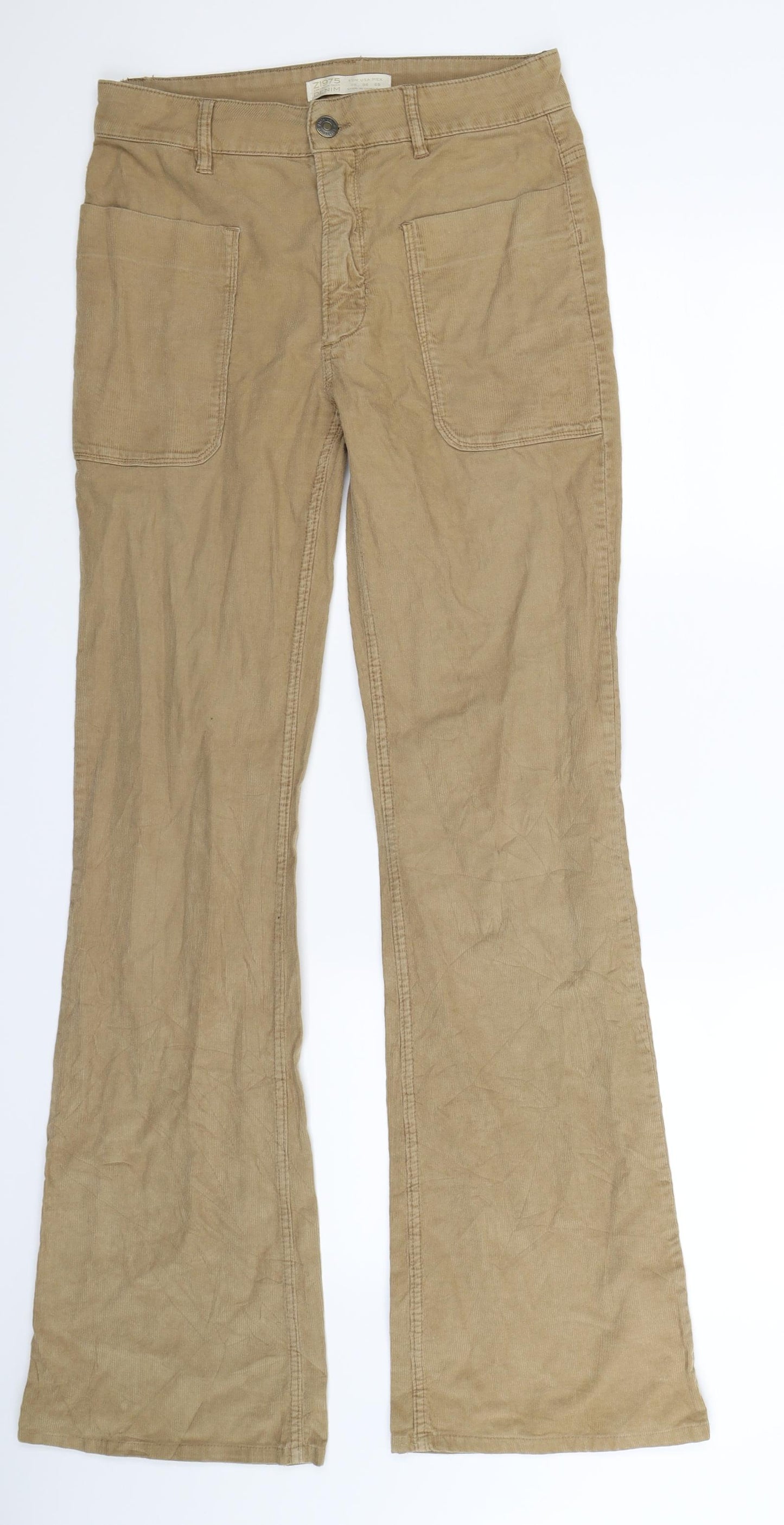 Zara Womens Beige  Corduroy Trousers  Size 10 L33 in