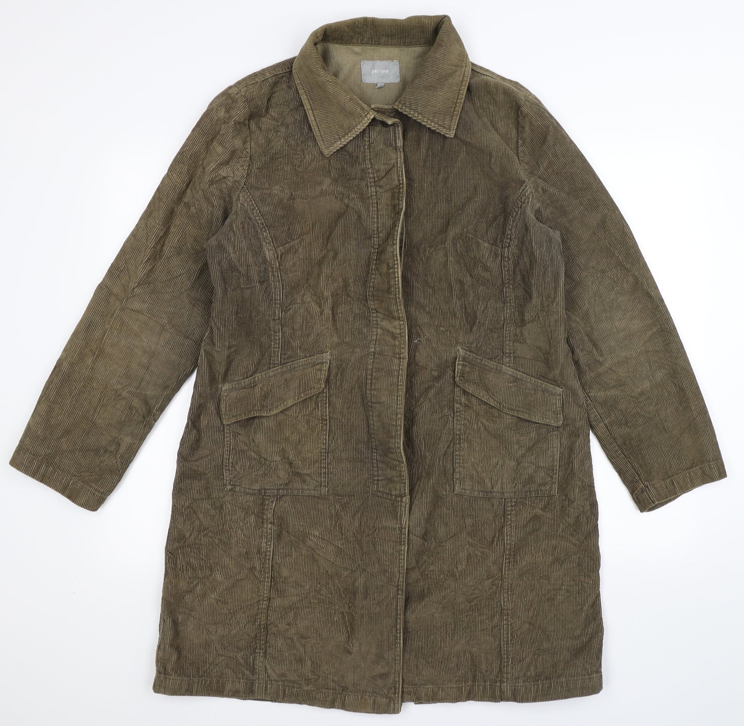 Per Una Womens Beige  Corduroy Overcoat Coat Size L