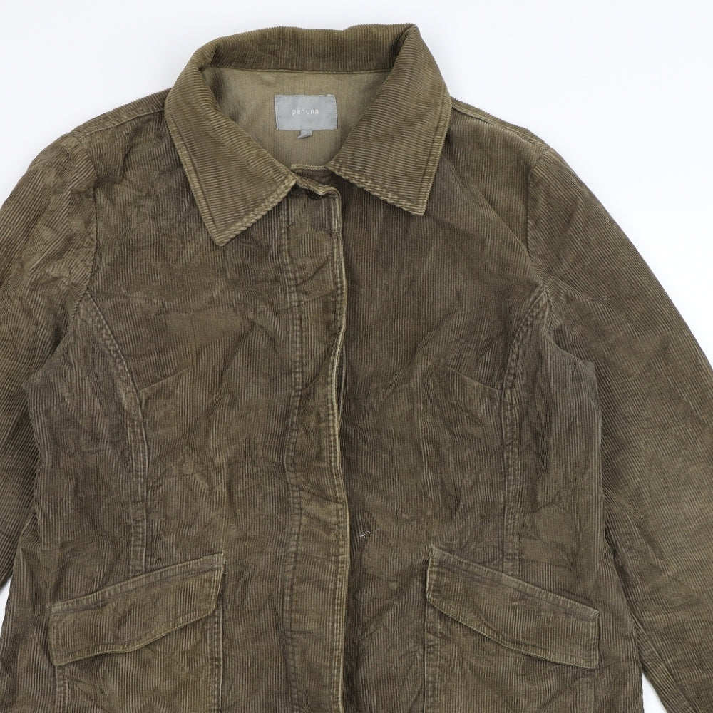 Per Una Womens Beige  Corduroy Overcoat Coat Size L