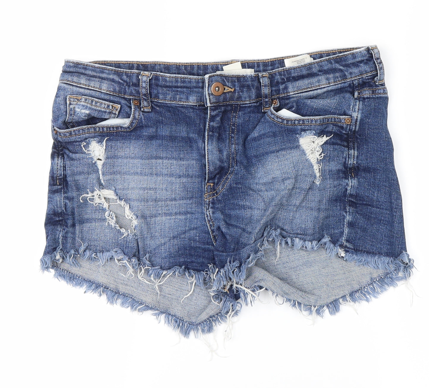 H&M Womens Blue  Denim Hot Pants Shorts Size 8