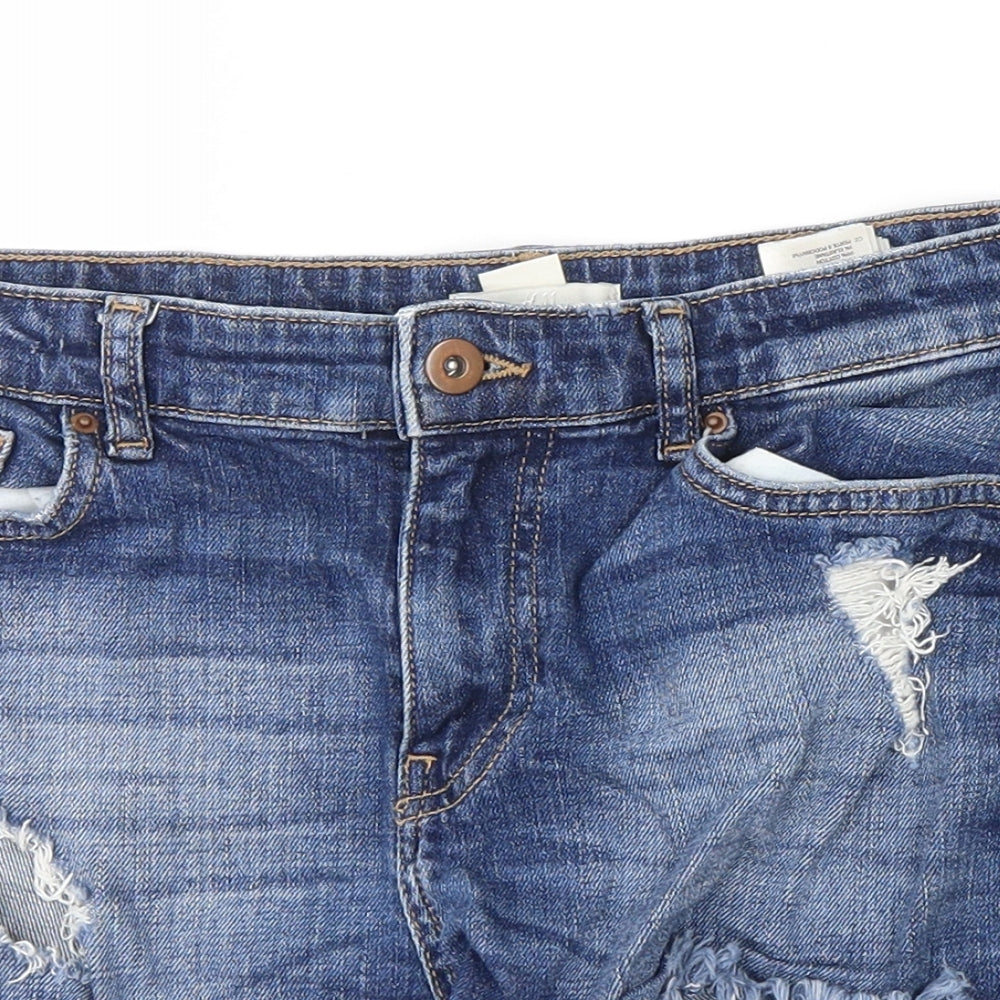 H&M Womens Blue  Denim Hot Pants Shorts Size 8