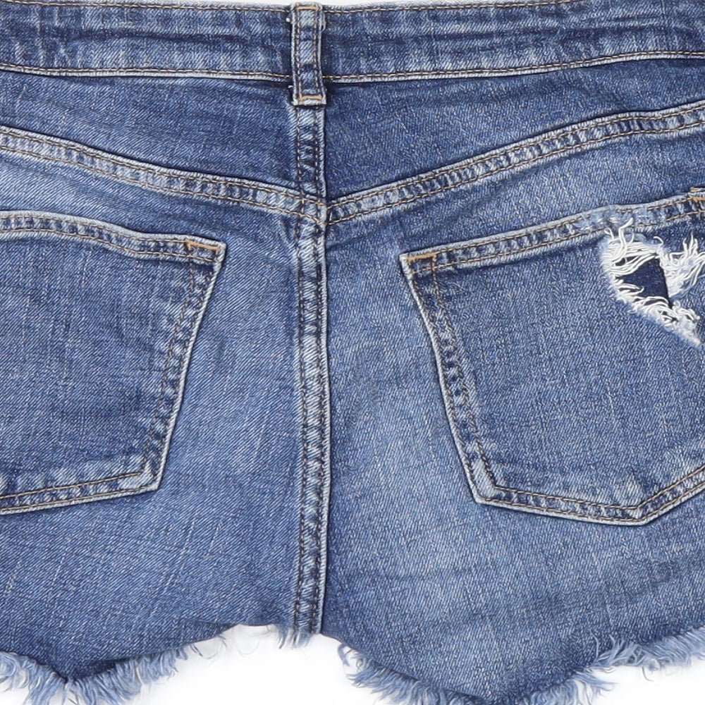 H&M Womens Blue  Denim Hot Pants Shorts Size 8
