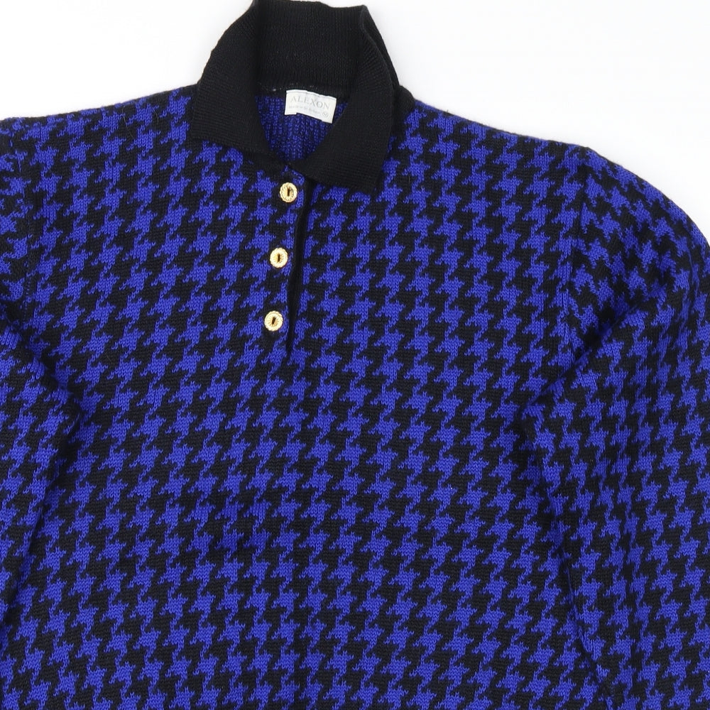 Alexon Womens Blue Houndstooth  Pullover Jumper Size M