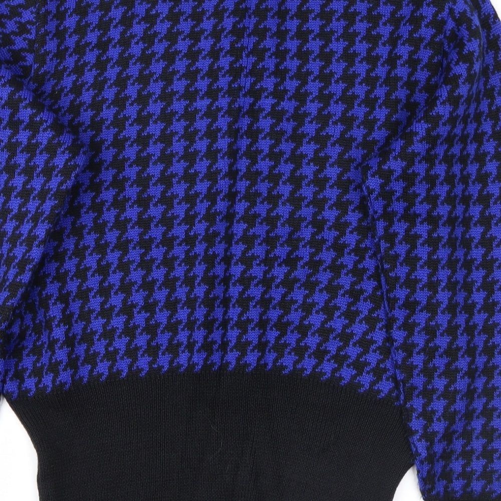 Alexon Womens Blue Houndstooth  Pullover Jumper Size M
