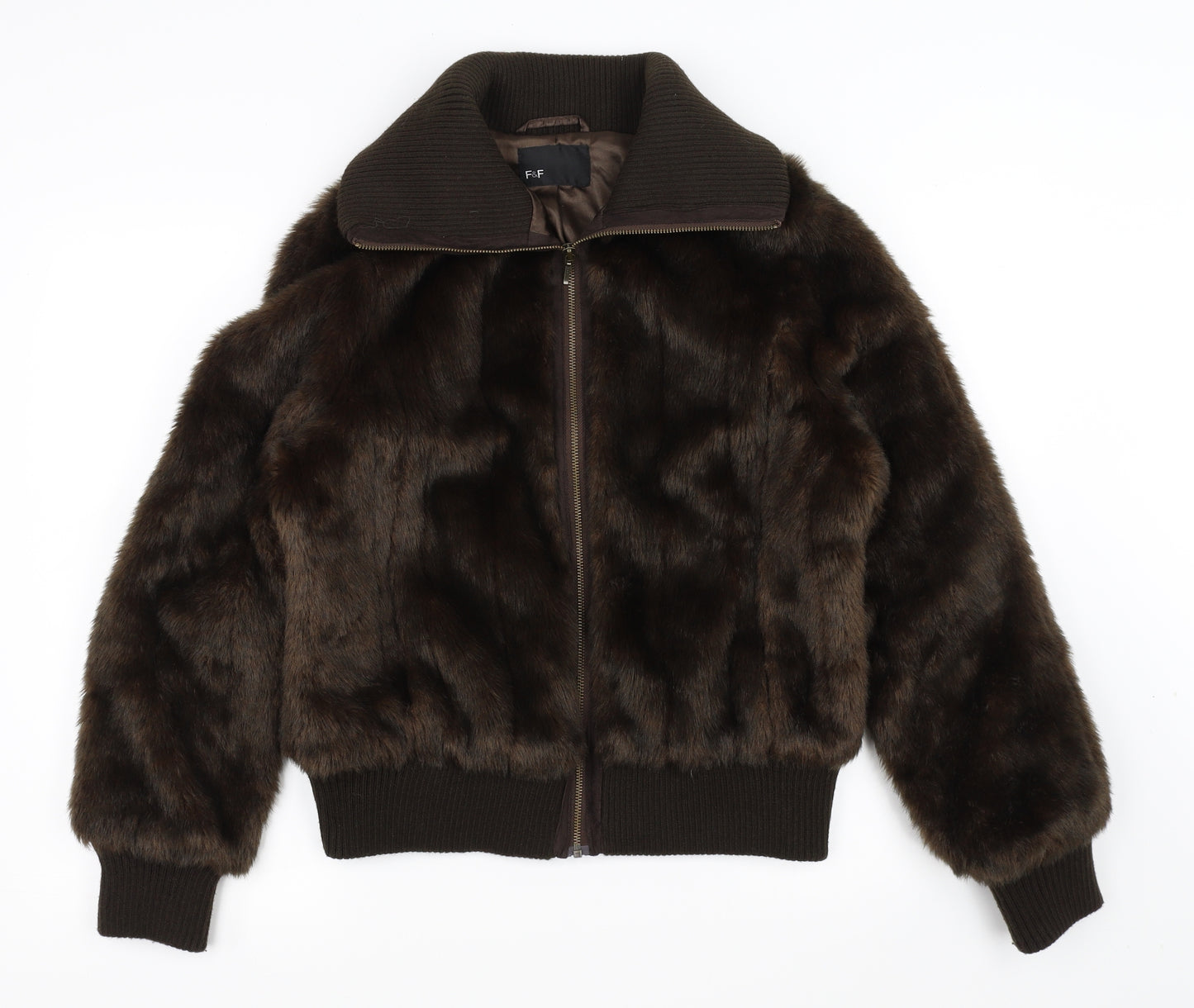 F&F Womens Brown   Bomber Jacket Jacket Size 14  - FAUX FUR