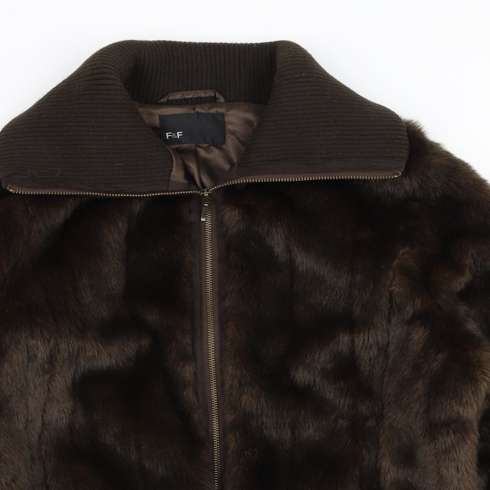 F&F Womens Brown   Bomber Jacket Jacket Size 14  - FAUX FUR
