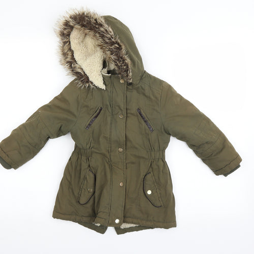 Young Dimension Girls Green   Parka Coat Size 3-4 Years
