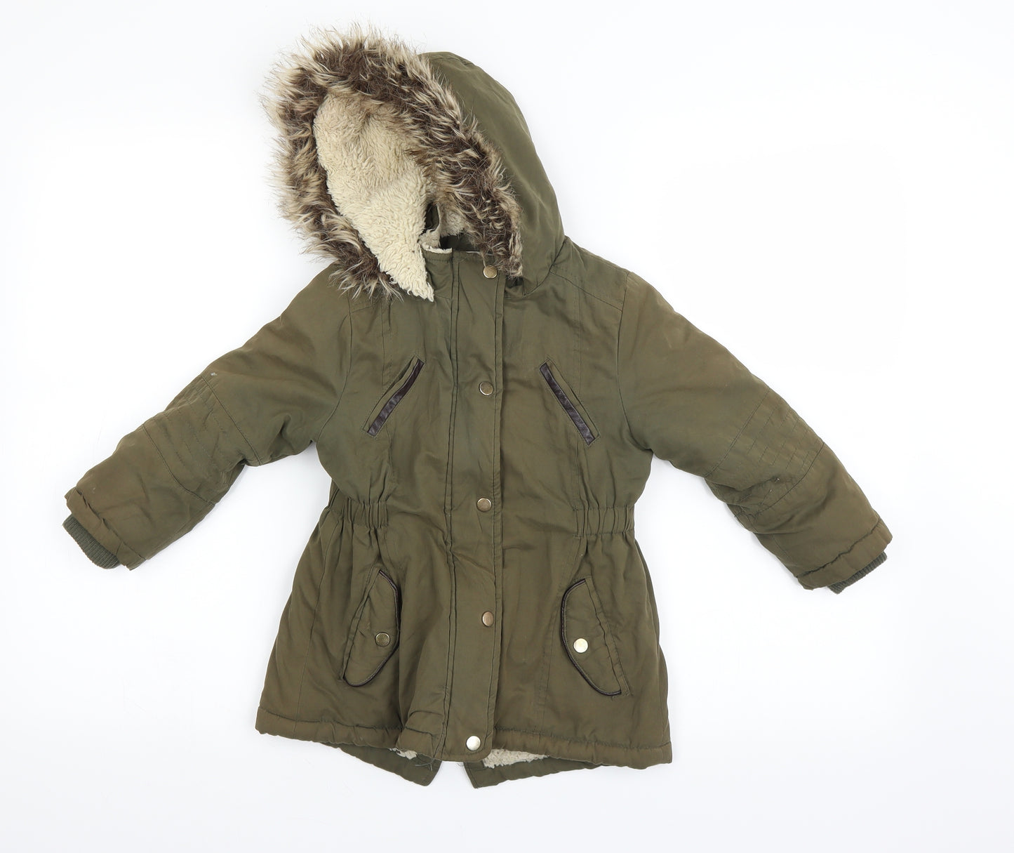 Young Dimension Girls Green   Parka Coat Size 3-4 Years