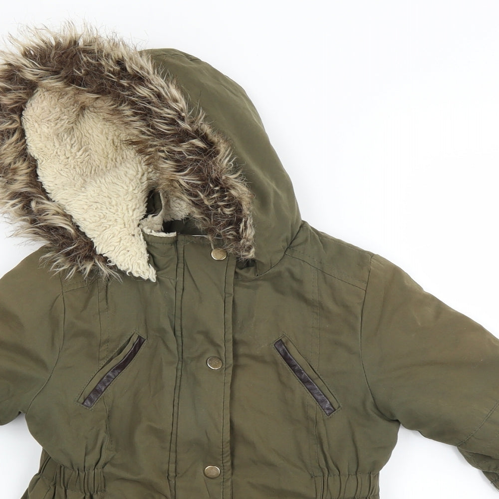 Young Dimension Girls Green   Parka Coat Size 3-4 Years
