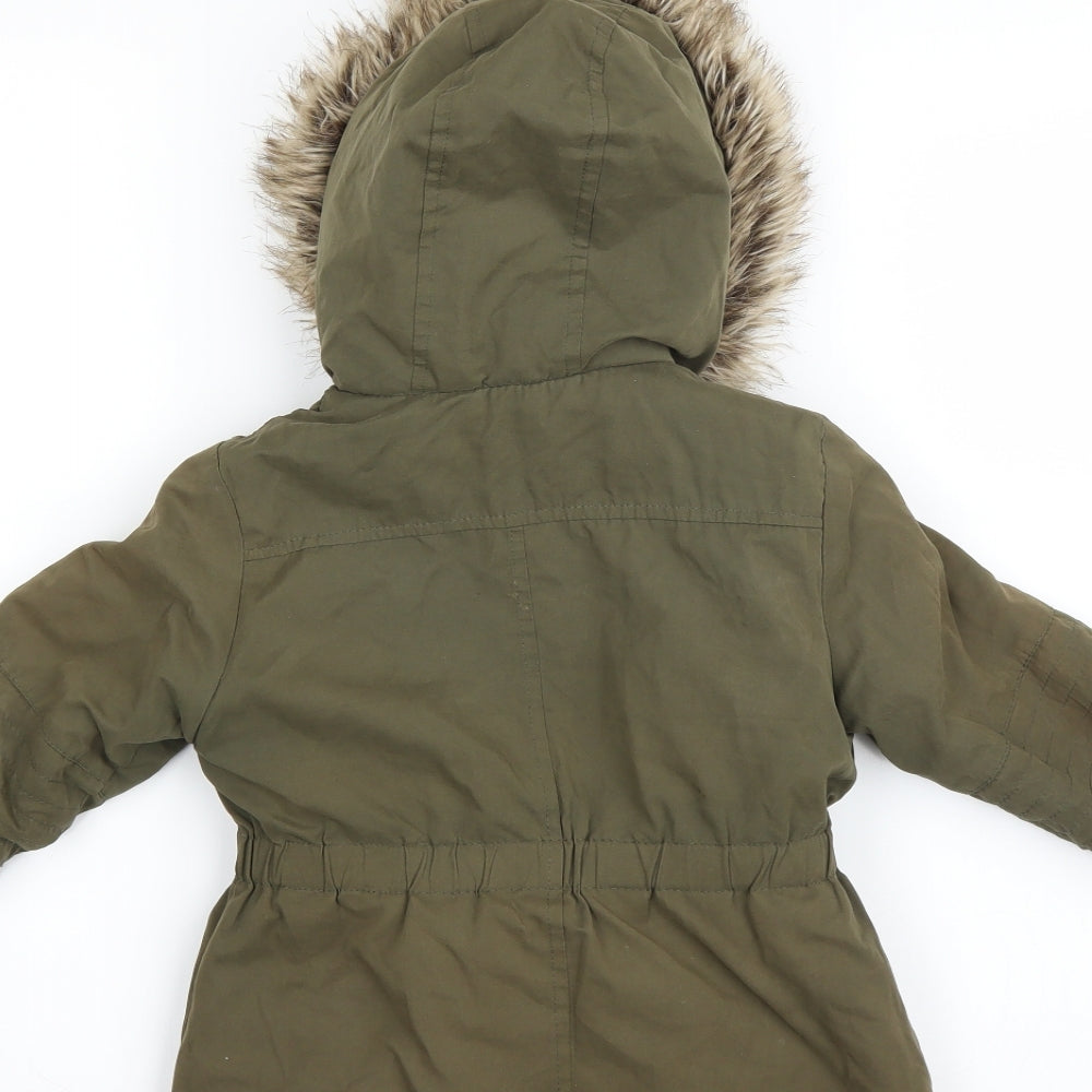 Young Dimension Girls Green   Parka Coat Size 3-4 Years