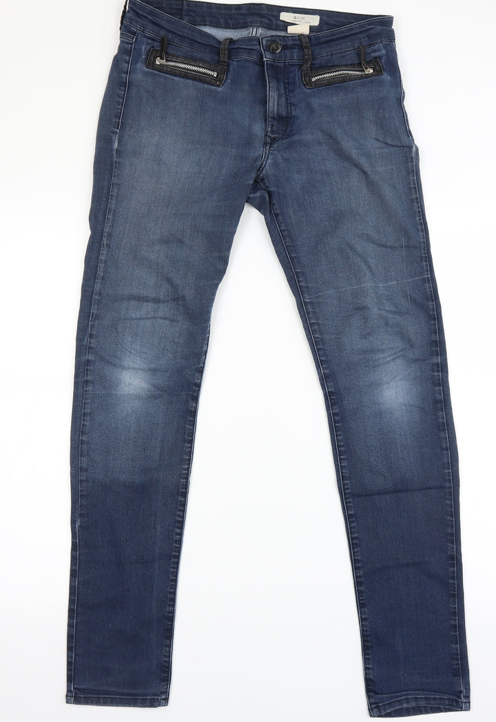 &SLIM Womens Blue Houndstooth  Straight Jeans Size 32 in L29 in